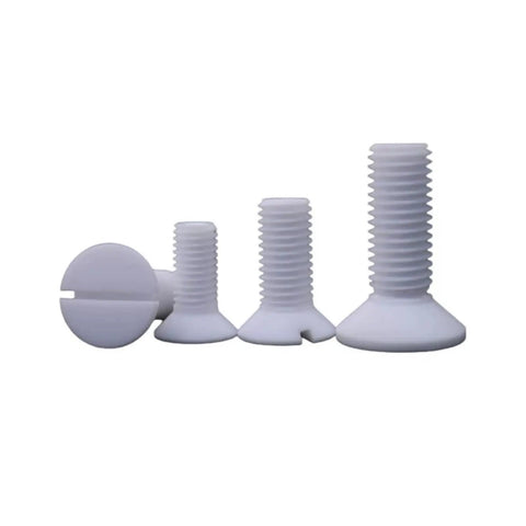 Industrial Grade PTFE Coated Flat Countersunk Phillips Screws M3 Through M12 Sizes Up To 100mm in white