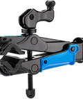 Close-up of Bench Mount Workstand with a Dope 360 Degree Clamp for Easy Bike Repair and Shop Use Micro Adjustable 100 5D Clamp