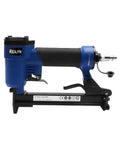Built Tough Pneumatic 21 Gauge Crown Stapler Fires Up To One Twenty Rapid Strikes Per Minute With Half Inch Nose Fits Quarter To Five Eighth Inch Staples Includes Rugged Carry Case And Safety Gear For Upholstery Woodworking And Weekend Diy Builds.