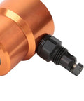Close-up of Workhorse 360 Degree Double Head Sheet Metal Nibbler Cutter, showing cutting head attachment for drills