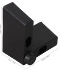 Close-up of black L Shaped Plastic Sofa Legs 4 Pack with M5 Screws showing dimensions for easy install and floor protection