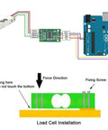 Two Pack Digital Load Cell Weight Sensor Kit With Screws And HX711 Module For DIY Portable Kitchen Scale Arduino Compatible 10kg Capacity High Precision Weighing Sensor For Easy Home Projects, showing wiring and installation diagram