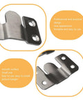 Heavy Duty Stainless Steel Angle Brackets Rock Solid Flush Mount Picture Hangers For Photo Frames Hang Clocks Secure Rust Resistant close-up view of metal brackets
