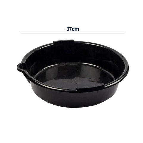 Msioytog Heavy Duty Garage Oil Drain Pan With Super Wide Mouth Round Bassin For Easy Car Fluid Collection Plus Reinforced Base And Spout Design For Quick Maintenance Jobs That Are Total Game Changers - 37cm black round basin.