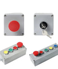 Two aluminum push-button control boxes with explosion-proof waterproof enclosures start/stop emergency stop and key lock