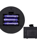 Slick LED Display Base For Crystal Glass Art Statues And Merchandise Showcase With High Brightness Multicolor Changing Lights And Dazzling Chromatic Glow Powered By 3 AAA Batteries showing battery compartment and batteries.