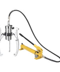Rock Solid Heavy Duty Split Hydraulic Puller Set Featuring 2 And 3 Jaw Clamps With Compact Hand Pump for bearing extraction.