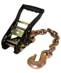 4 Pack 2 Inch By 8 Foot Car Tie Down Ratchet Straps With Chain Anchors, 3335 LBS WLL, featuring a durable chain hook.
