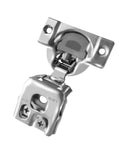 Four Pack Overlay Soft Close Face Frame Kitchen Cabinet Hinges With Three Cam Adjustment For Rock Solid Door Alignment And No Sweat Install Plus Smooth Glide Hardware That Is Totally Built To Last, showing a single hinge.