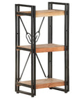 Three-Tier Acacia Wood Bookcase With Powder-Coated Steel Frame, Industrial Style Shelving Unit for books and decor, 15.7x11.8x31.5 inches