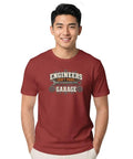 Cool Mechanical Engineer T-Shirt With Vintage Wrench And Gear Design For Hands On Technicians, Soft 100% Cotton Unisex Tee With Distressed Print And Motif Quotes Perfect For Garage Work Or Everyday Streetwear Style worn by a smiling man.