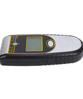 Garosa Digital Stud Finder Wall Scanner 7-in-1 with LCD Display for Live shown from a side angle, featuring an LCD display and compact design.