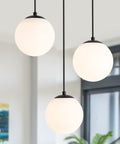 Globe Pendant Light for Kitchen Island 3 Light Milk Glass White Frosted Sphere Ceiling Fixture Hanging Lamp Dining Room Bedroom.