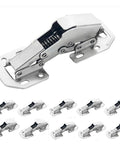 Hidden Soft Close Surface Mount 90 Degree Spring Hinges For Frameless Cabinets, 10 Pack, stainless steel, side view