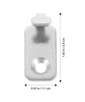 Twenty Piece Heavy Duty Picture Hangers Solid Stainless Steel Wall Hanging Brackets, close-up of a single hook with measurements.