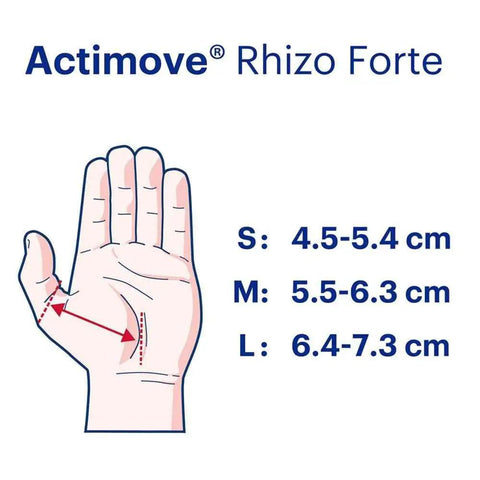 Hand size guide for Rhizo Forte Thumb Brace for Left Hand Gray Medium Pain Relief by Limiting Thumb Movement While Keeping Wrist and Fingers Free