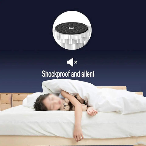 Keep It Locked Down With This Heavy Duty Adjustable Appliance Stand For Washers Dryers And Fridges Rock Solid Anti Float Base, shown atop a bed with a child sleeping.