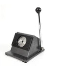 Multi Sheet Circle Punch Die Cutter 58mm And 70mm for badges with hardened steel die cast base and long arm handle.