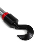 Close-up of 26 Inch Long 10 Ton Hydraulic Pull Back Ram For Porta Power Frame Machine With Rotating Hook, black metal hook visible.