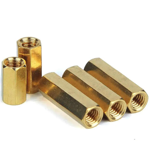 Hard As Nails Heavy Duty Brass Hexagon Coupling Nuts Featuring Thick 3/8 16 Unc And 3/8 24 Unf Threads for DIY garage builds.