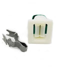 Get That Secure Door Catch Strike Latch Kit For Your Appliance With This Awesome 2 Pack EXP570 Solution Replace Parts 4027EL2001A And 4026EL3001A. White plastic strike and metal clip.