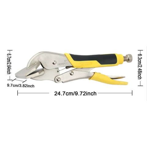 Locking Sheet Metal Clamp Heavy Duty Pliers for Flattening and Gripping Metal Panels, 9.72in length, high carbon steel tool.