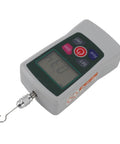 Mini Digital Force Push Pull Tester Meter For Material Mechanics Ultra Portable Handheld Gauge For Tension And Compression On The Go Quality Control Tool For Prototyping And Product Development, gray handheld unit with hook