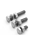 5 Pcs Titanium Outside Hex Screw And Nut With Flat Washer Kit M10x15mm, Ultra Lightweight TA2 Alloy, on white background