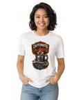 Cool Classic Fit Cotton Tee Featuring A Wrench, Gear, And Blueprint Design Perfect For Garage Mechanics Coffee Lovers And DIY Guys Who Fix Everything, white unisex shirt with graphic design.