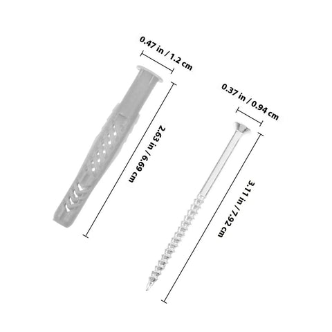 20 Piece Drywall Anchor Kit For Hollow Walls And Plasterboard No Fuss Diy Friendly Install Plugs And Fasteners For Cabinets Shelves And Light Fixtures Reliable Secure Mounts, gray plastic anchor and screw with size markings
