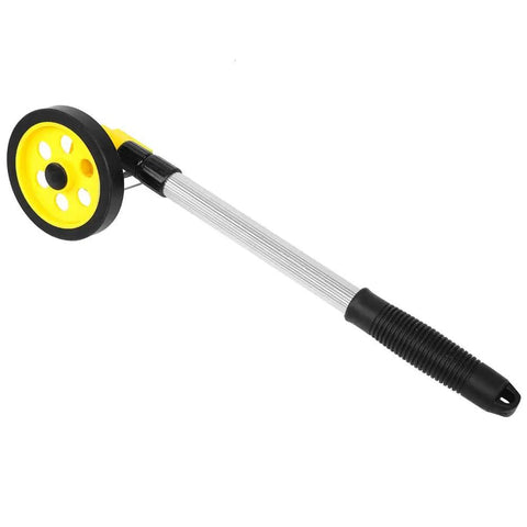 Generic Measuring Wheel with Telescopic Aluminum Handle 4.2in Distance Measuring Wheel showing yellow wheel and black handle.