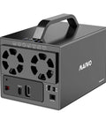 Rock Solid 4 Bay SATA Hard Drive RAID Enclosure with USB 3.1 Type C, dual fans and handle for easy transport.
