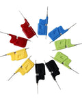 Ultra Small IC Clip Test Probe For SOIC TSSOP TSOP SSOP MSOP PLCC QFP TQFP LQFP And SMD Chips arranged in a circle.