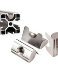 Solar Panel Grounding Nuts Drop-In Style For T Slot Aluminum Extrusion Profiles With 8Mm Groove Heavy Duty carbon steel fasteners next to aluminum profiles.