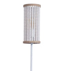Boho Chic Floor Lamp With White Wood Beaded Shade For Bedroom, Living Room, And Girl Room, Hand Rope Knot Accent, 59 Inch Tall
