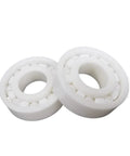 Rock Solid Full Ceramic ZrO2 Zirconia Ball Bearings 6803CE Size 17X26X5Mm Sealed Oilless design showing two white ceramic bearings.