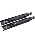 Heavy Duty Bottom Mounted Cabinet Drawer Slides With A Fully Concealed Design, black metal tracks for smooth storage in kitchens.