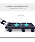 Lightweight Folding Platform Truck With Retractable Handle For No Sweat Daily Grind Hauling And Home Moving Projects Compact Blue Heavy Duty Hand Cart Dolly showing retractable handle and durable plastic base.