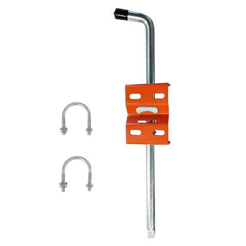 18 Inch Solid Steel Anchor Cane Bolt Gate Drop Rod For Round Tube Gates Built Tough As Nails To Resist Hard Winters With A Breeze Pre Install Setup with mounting brackets.