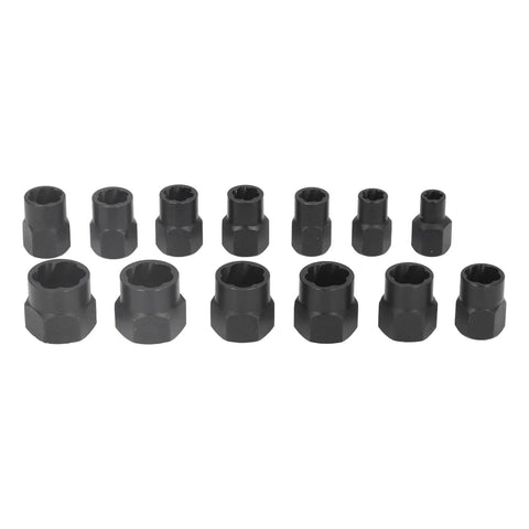 Hot Rod Heavy Duty Impact Nut Bolt Remover Set Featuring Metric And Sae Sizes For Rusted Damaged Stripped Fastener Extraction Plus Strong Chrome Molybdenum Steel Socket Kit, 13-piece black sockets