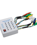 Portable Brushless Motor And Controller Tester Kit For E Bikes Scooters And Electric Cars Quick Coil And Controller Health Check Phase Sequence ABC Abc 60 And 120 Degree Angles 24V 36V 48V 60V 72V Multi Voltage On The Go Maintenance Tool with colored cables and switches.