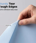 Close-up of durable edge of 11 Hole Expanding File Pockets Waterproof Binder Pockets for 2 3 4 Ring Binders, in hand