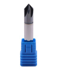 Solid Carbide Chamfer End Mill 4 Flute 90 Degree Chamfer Double End AlTiN Coated in blue holder