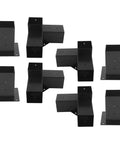 Heavy Duty Steel Corner Brackets Featuring Black Powder Coat For Outdoor Woodworking Projects Hella Rust Proof And Built Tough Against Harsh Weather Conditions Includes four solid iron L braces and upright connectors.