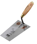 Narrow Bucket Pro Grade Heavy Duty Brick Trowel With Wooden Handle Square Tip for Bricklaying 7 Inch 180mm Solid Forged Steel Blade