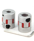 Two Pack Aluminum Plum Flexible Shaft Coupler 8mm To 12mm Bore 25mm Diameter 30mm Length Motor Connector For 3D Printers CNC Machines