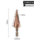 Premium HSS M35 Cobalt Step Drill Bits For Stainless Steel And Aluminum With Spiral Grooves, Triangle Hex Shank, Heavy Duty Hole Saw Kit 4-20mm Upgrade Your Shop Game Today.