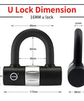 U lock dimensions for Heavy Duty Bike Chain Lock 160cm Long With 10mm Thick Manganese Steel Chain Anti Theft Security Rotating Lock Cylinder Includes 4 Keys And 16mm U Lock For Moped Scooter And Motorcycle, showing measurements.