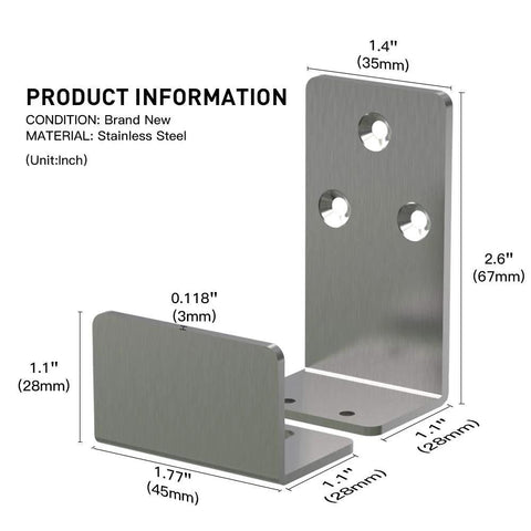 Stainless Steel Sliding Barn Door Floor Guide 2 Pack With Adjustable Brackets For Bottom Track And Wall Mount Flush Bottom Design