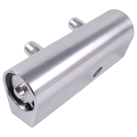Built Tough Transmission Cooler Thermal Bypass Valve 86774933 for Cadillac Ct6 and Escalade with polished aluminum finish.